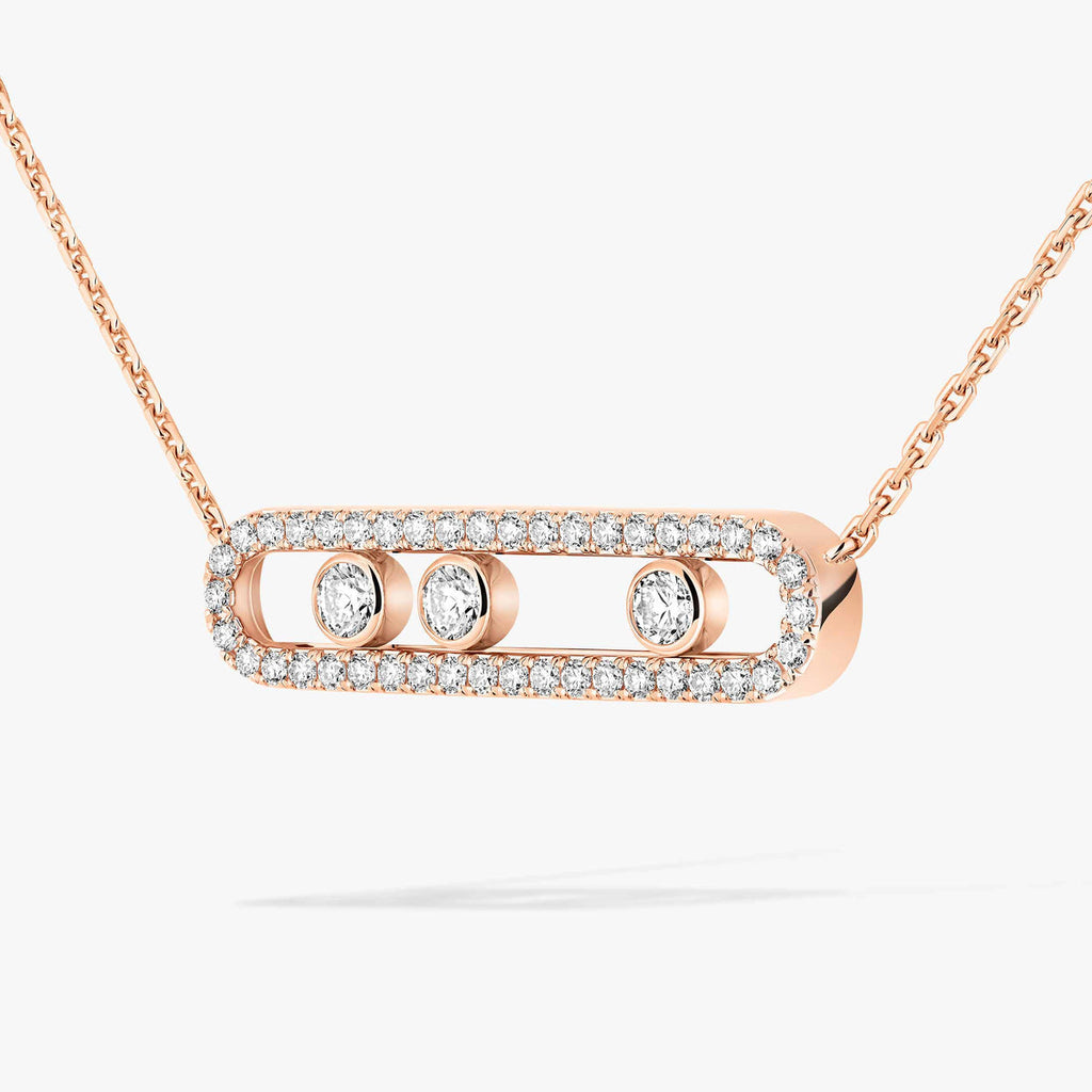 [Clover Jewelry] Move Pave_ Rose Gold Diamond Necklace
