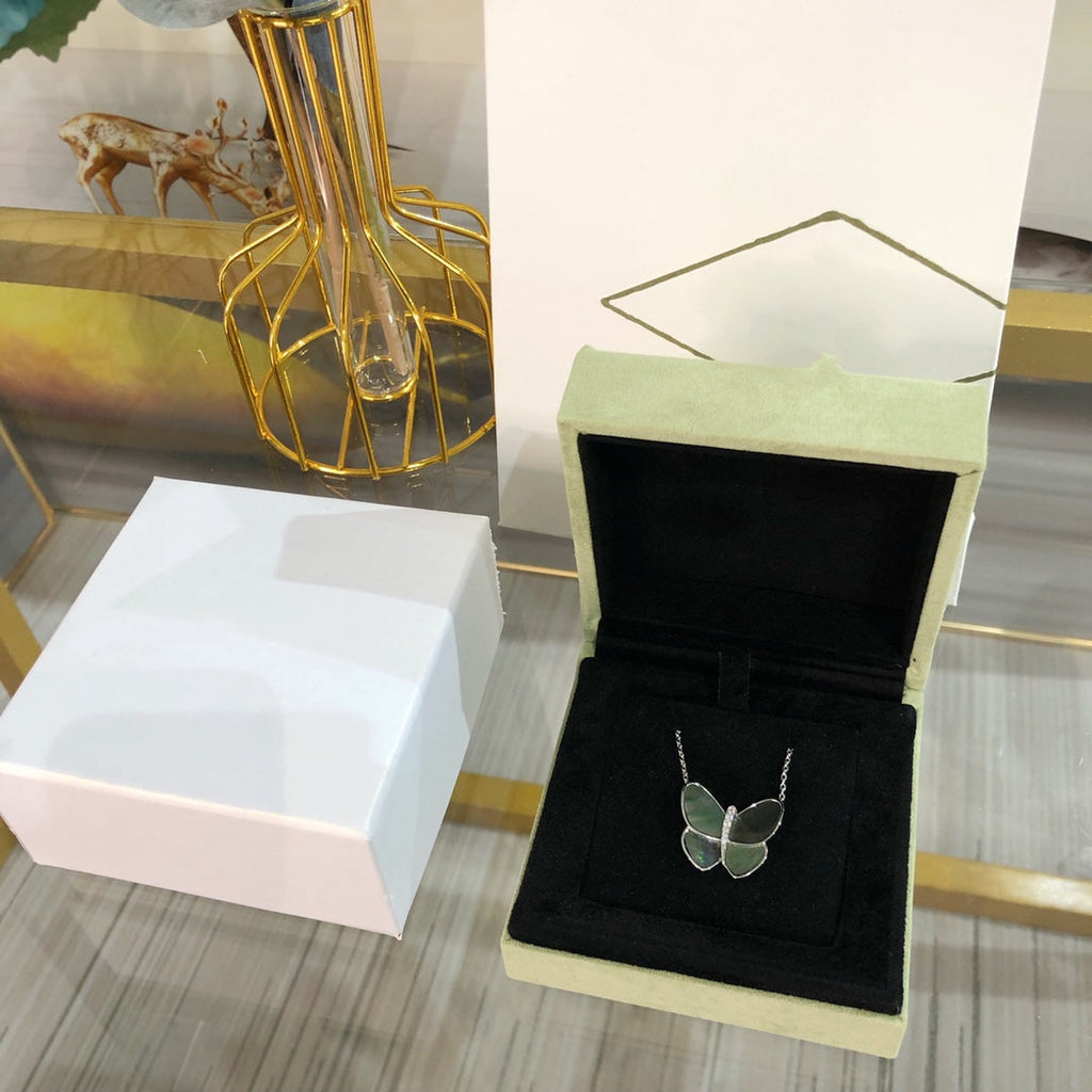 [Clover Jewelry]GROSSER SCHMETTERLING SILBER ANHÄNGER DIAMANT HALSKETTE