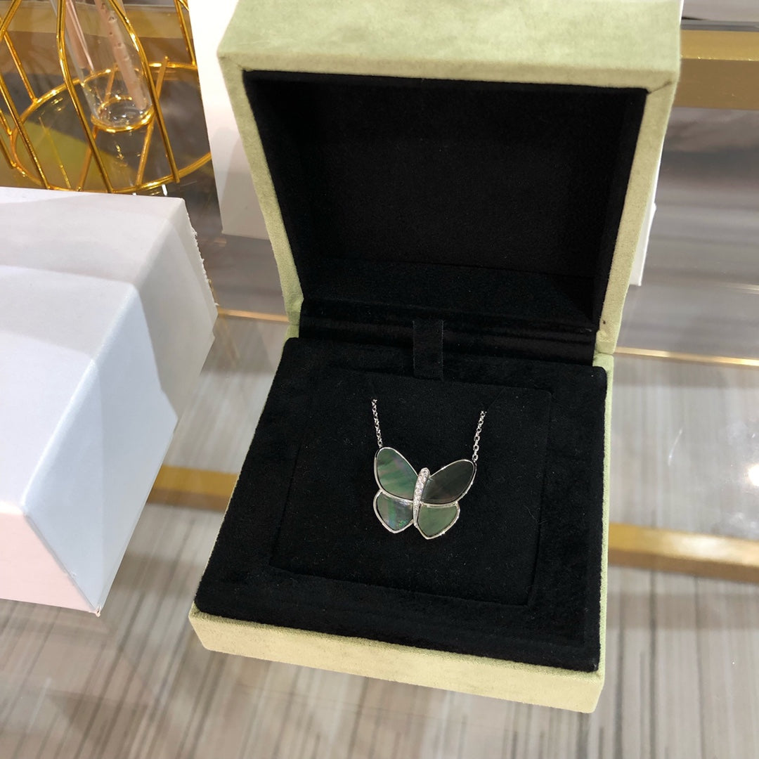 [Clover Jewelry]GROSSER SCHMETTERLING SILBER ANHÄNGER DIAMANT HALSKETTE
