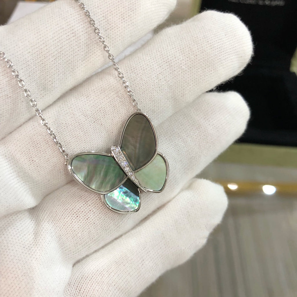 [Clover Jewelry]GROSSER SCHMETTERLING SILBER ANHÄNGER DIAMANT HALSKETTE