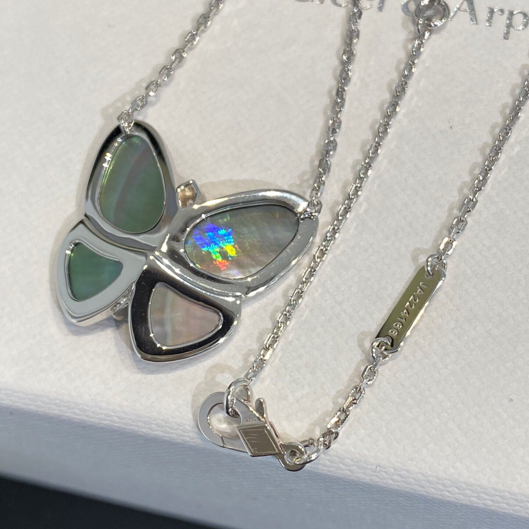 [Clover Jewelry]GROSSER SCHMETTERLING SILBER ANHÄNGER DIAMANT HALSKETTE