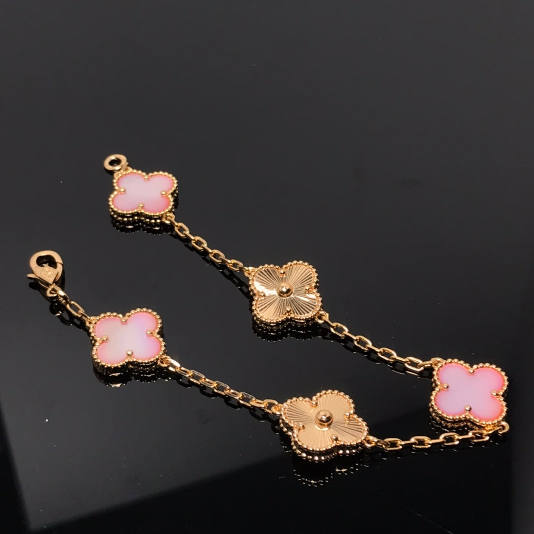 [Clover Jewelry]CLOVER ARMBAND 5 MOTIV ROSA UND ROTGOLD