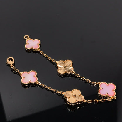 [Clover Jewelry]CLOVER ARMBAND 5 MOTIV ROSA UND ROTGOLD