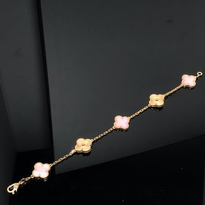 [Clover Jewelry]CLOVER ARMBAND 5 MOTIV ROSA UND ROTGOLD