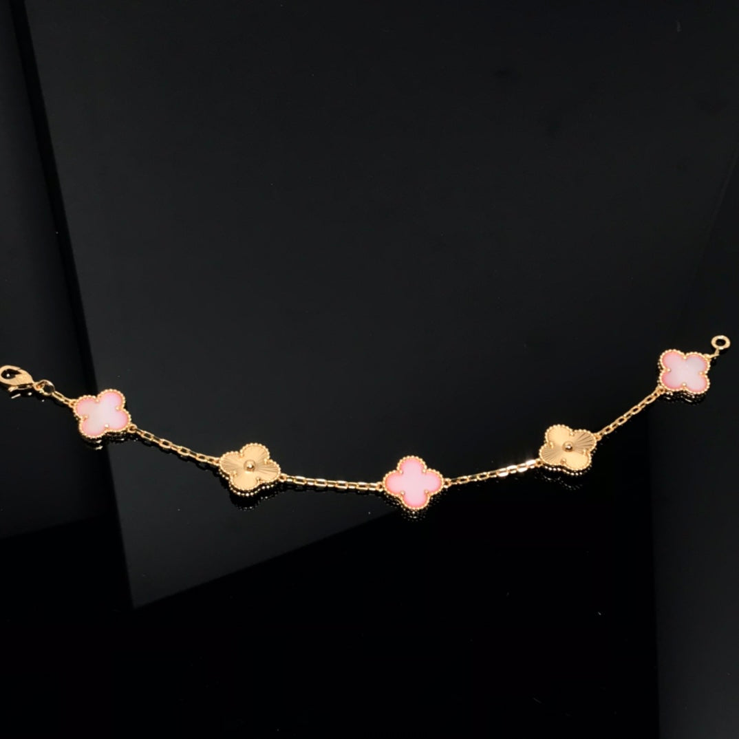 [Clover Jewelry]CLOVER ARMBAND 5 MOTIV ROSA UND ROTGOLD