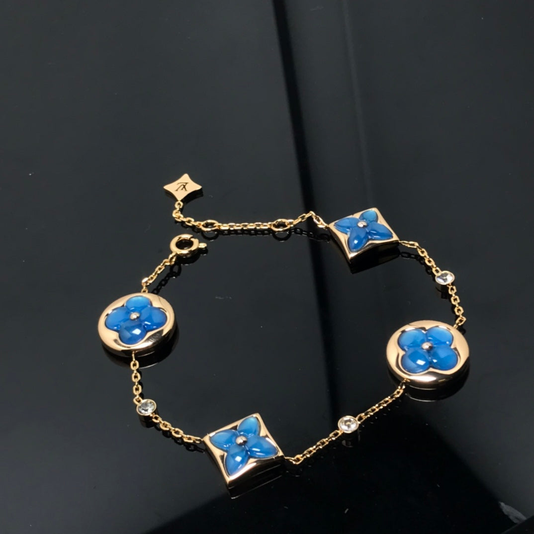 [Clover Jewelry]STAR AND SUN 4 MOTIF BLUE BRACELET