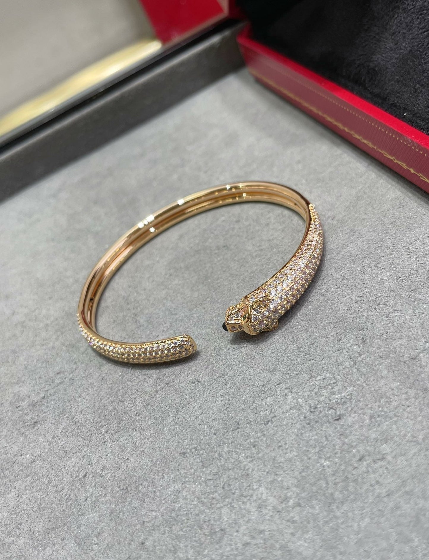 [Clover Jewelery]PANTHERE FULL DIAMOND OPEN BRACELET