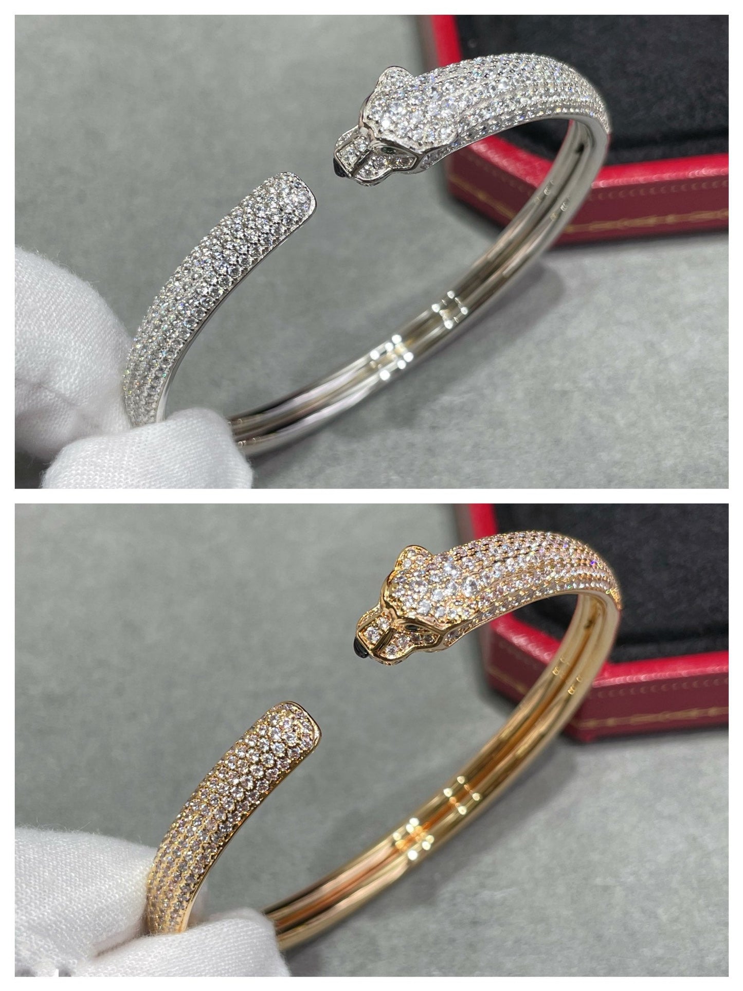 [Clover Jewelery]PANTHERE FULL DIAMOND OPEN BRACELET