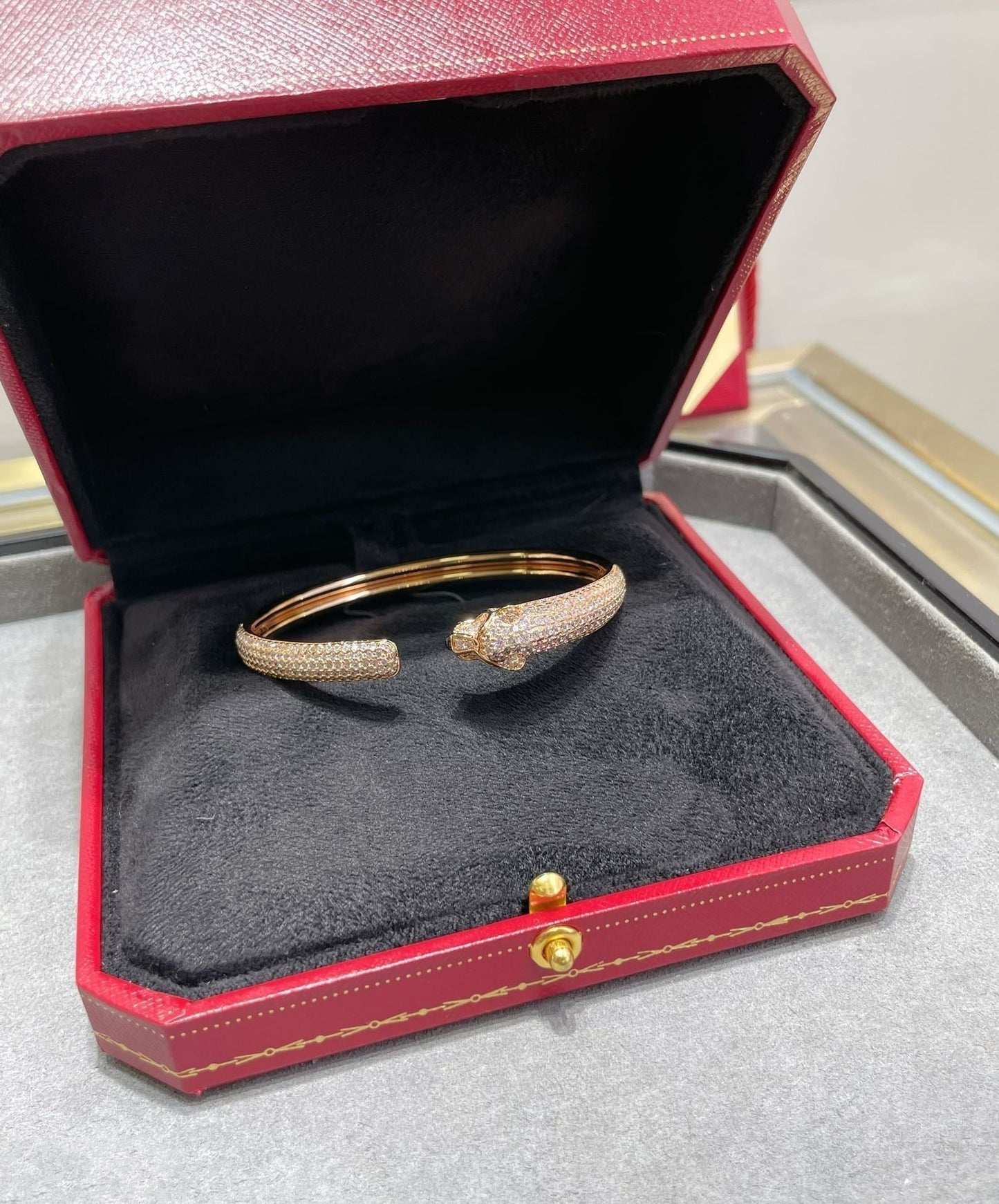 [Clover Jewelery]PANTHERE FULL DIAMOND OPEN BRACELET