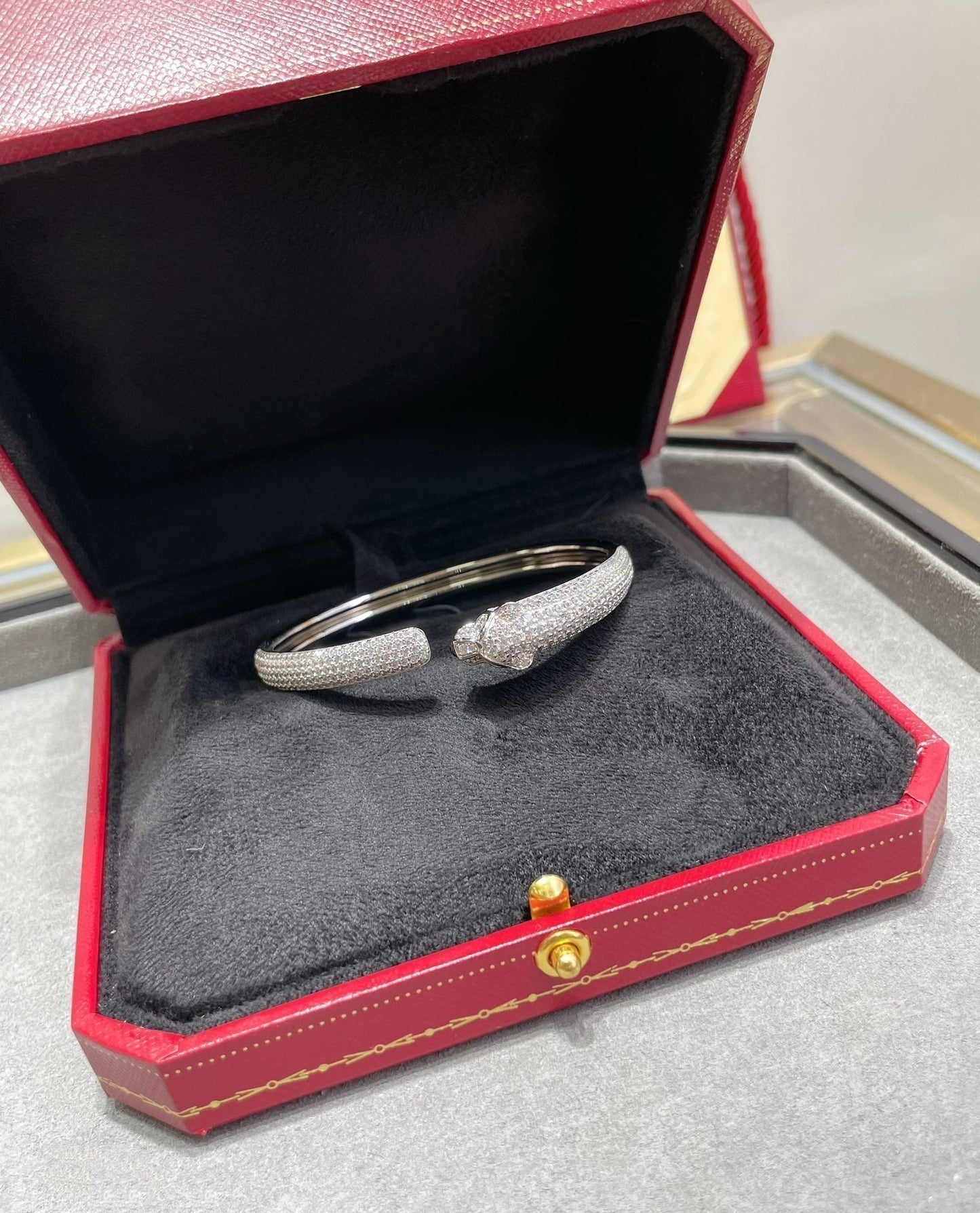 [Clover Jewelery]PANTHERE FULL DIAMOND OPEN BRACELET