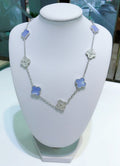 [Clover Jewelry]KLEE 10 MOTIVE CHALCEDON DIAMANTEN SILBER HALSKETTE