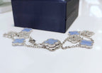 [Clover Jewelry]KLEE DIE 10-MOTIVE CHALCEDON DIAMANTEN SILBERHALSKETTE