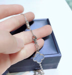 [Clover Jewelry]KLEE 10 MOTIVE CHALCEDON DIAMANTEN SILBER HALSKETTE