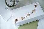 [Clover Jewelry]CLOVER 5 MOTIFS DARK MOP AND DIAMONDS PINK GOLD BRACELET