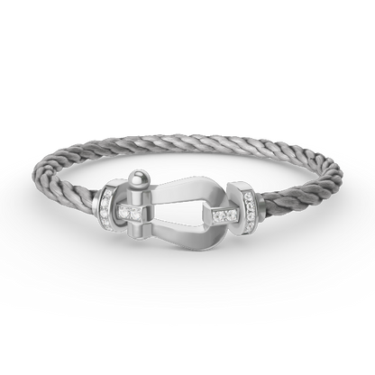 [Clover Jewelery]FORCE LARGE HORSESHOE HALF DIAMOND BRACELET SILVER