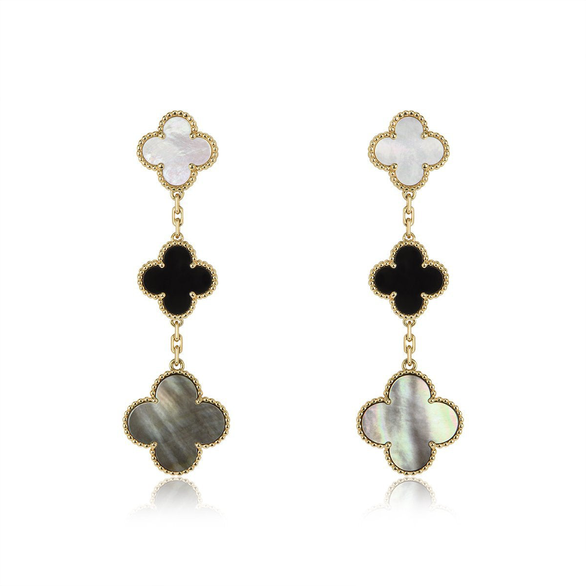 ```json
{
  "product_name": "[Clover Schmuck]KLEE OHRRINGE GOLD ONYX PERLMUTT 3 MOTIVE"
}
```