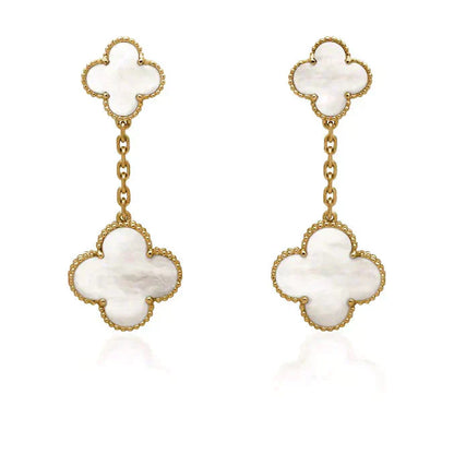 [Clover Jewelery]CLOVER 2 MOTIF WHITE MOP EARRINGS