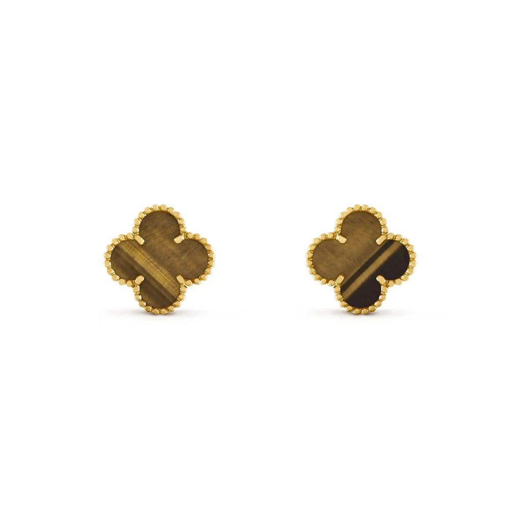 [Clover Jewelry]クローバー ミディアム 1モチーフ タイガーアイ ピアス