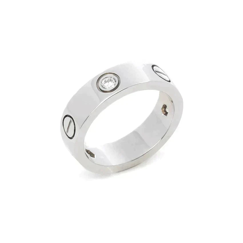 [Clover Jewelry]LOVE RING 5.5MM 3 DIAMONDS SILVER