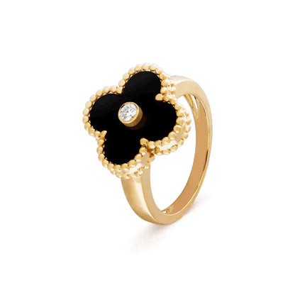 [Clover Jewelery]CLOVER ONYX RING GOLD DIAMOND